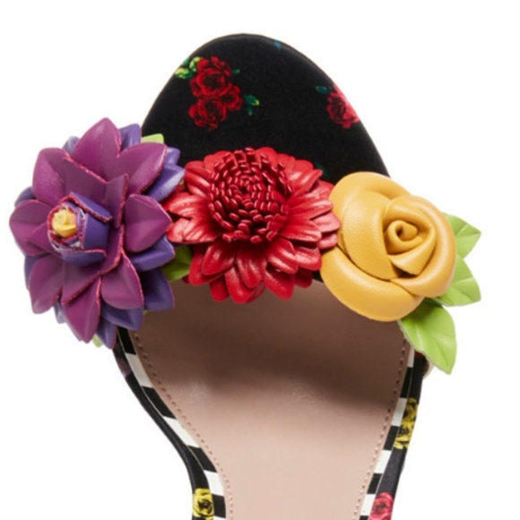 (New) Betsey Johnson Floral and Stripe Heels - Picture 3 of 5